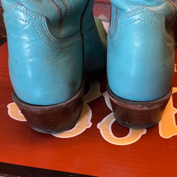 Lucchese Turquoise Embroidered Heeled Boots - Picture 4 of 6